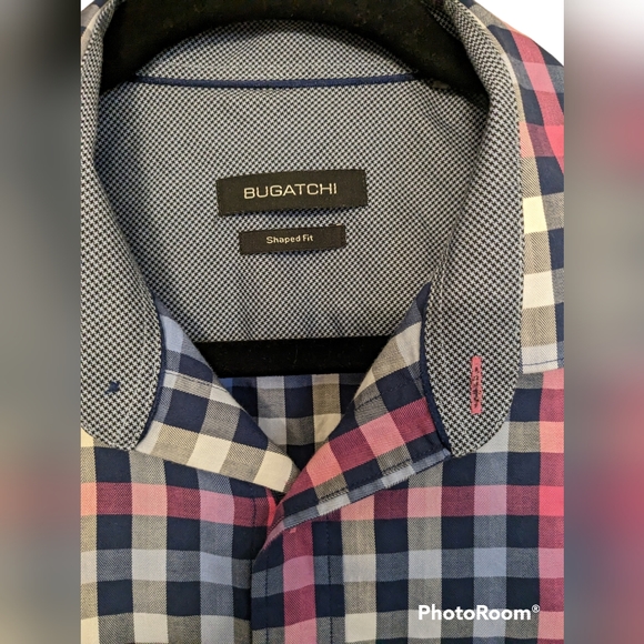Men's Bugatchi, Shaped Fit Casual Button down (M) plaid - Picture 2 of 5